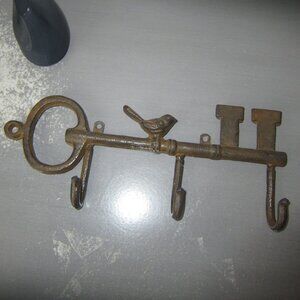 Skeleton Key Decorative Heavy Iron Hook Rack Hanger 12.75" Long